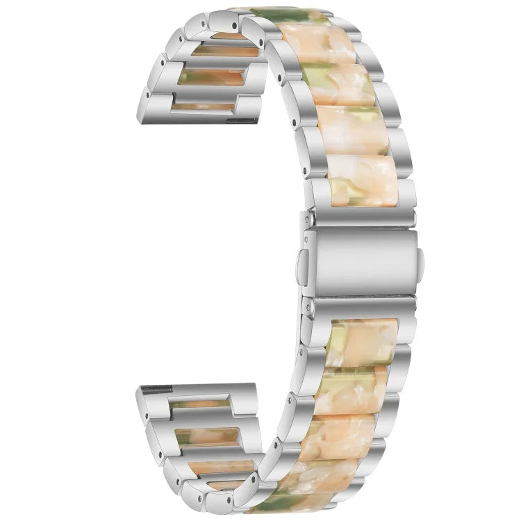 Correia de Substituição em Aço com Três Contas + Resina, Para Relógio Inteligente Samsung 20mm, Para Relógio Inteligente Samsung 22mm