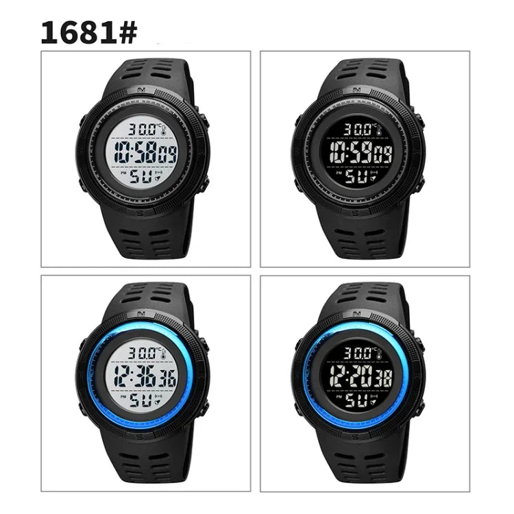 Relógio Eletrónico Luminoso Multifuncional SKMEI 1681 com Display Digital LED, Suporta Medição de Temperatura Corporal/Ambiental