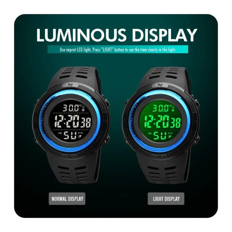 Relógio Eletrónico Luminoso Multifuncional SKMEI 1681 com Display Digital LED, Suporta Medição de Temperatura Corporal/Ambiental