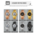 SKMEI 1712 Dual Time LED Digital Display Luminous Stainless Steel Strap Electronic Watch