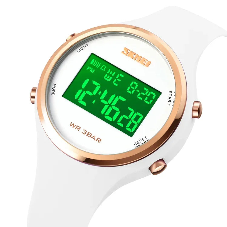 Relógio Eletrónico SKMEI 1720 com Mostrador Redondo, Display Digital LED Luminoso e Correia de Silicone