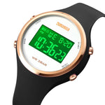 Relógio Eletrónico SKMEI 1720 com Mostrador Redondo, Display Digital LED Luminoso e Correia de Silicone
