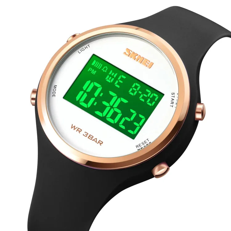 Relógio Eletrónico SKMEI 1720 com Mostrador Redondo, Display Digital LED Luminoso e Correia de Silicone
