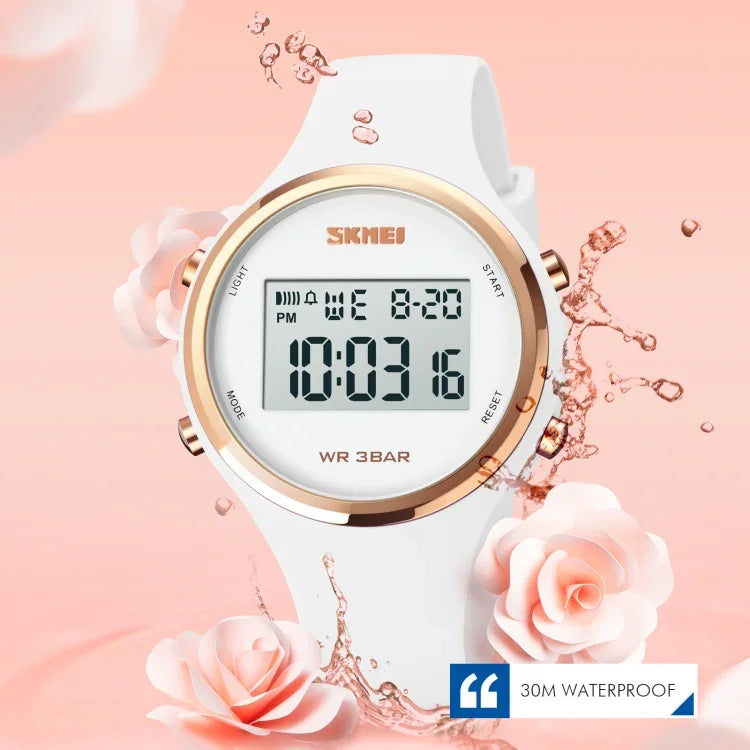 Relógio Eletrónico SKMEI 1720 com Mostrador Redondo, Display Digital LED Luminoso e Correia de Silicone