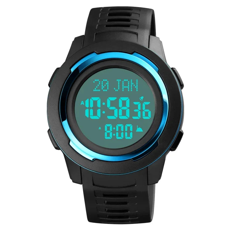 Relógio Eletrónico SKMEI 1729 com Calendário Qibla, Temporizador Multifuncional, Display Digital LED Luminoso