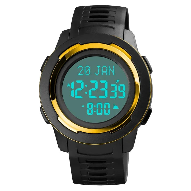Relógio Eletrónico SKMEI 1729 com Calendário Qibla, Temporizador Multifuncional, Display Digital LED Luminoso
