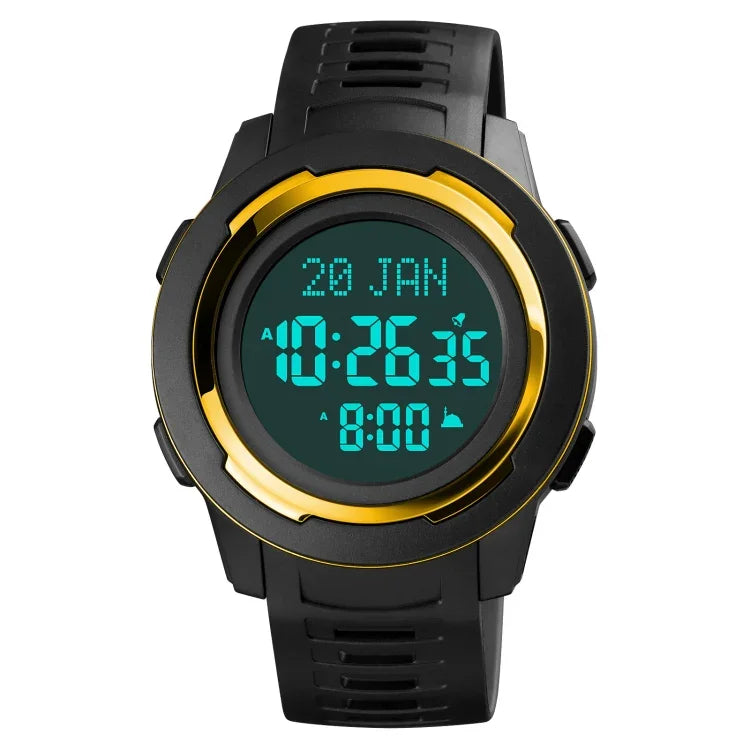Relógio Eletrónico SKMEI 1729 com Calendário Qibla, Temporizador Multifuncional, Display Digital LED Luminoso