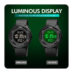 SKMEI 1736 Relógio Eletrónico Luminoso com Mostrador Redondo Triplo, Temporizador LED Digital