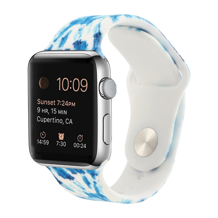 Correia de substituição com padrão pintado em silicone para Apple Watch Series, 7 41mm / 6 & SE & 5 & 4 40mm / 3 & 2 & 1 38mm, 7 45mm / 6 & SE & 5 & 4 44mm / 3 & 2 & 1 42mm