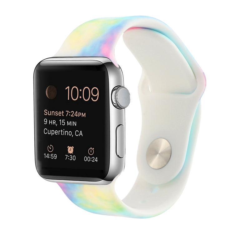 Correia de substituição com padrão pintado em silicone para Apple Watch Series, 7 41mm / 6 & SE & 5 & 4 40mm / 3 & 2 & 1 38mm, 7 45mm / 6 & SE & 5 & 4 44mm / 3 & 2 & 1 42mm