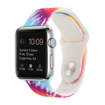 Correia de substituição com padrão pintado em silicone para Apple Watch Series, 7 41mm / 6 & SE & 5 & 4 40mm / 3 & 2 & 1 38mm, 7 45mm / 6 & SE & 5 & 4 44mm / 3 & 2 & 1 42mm