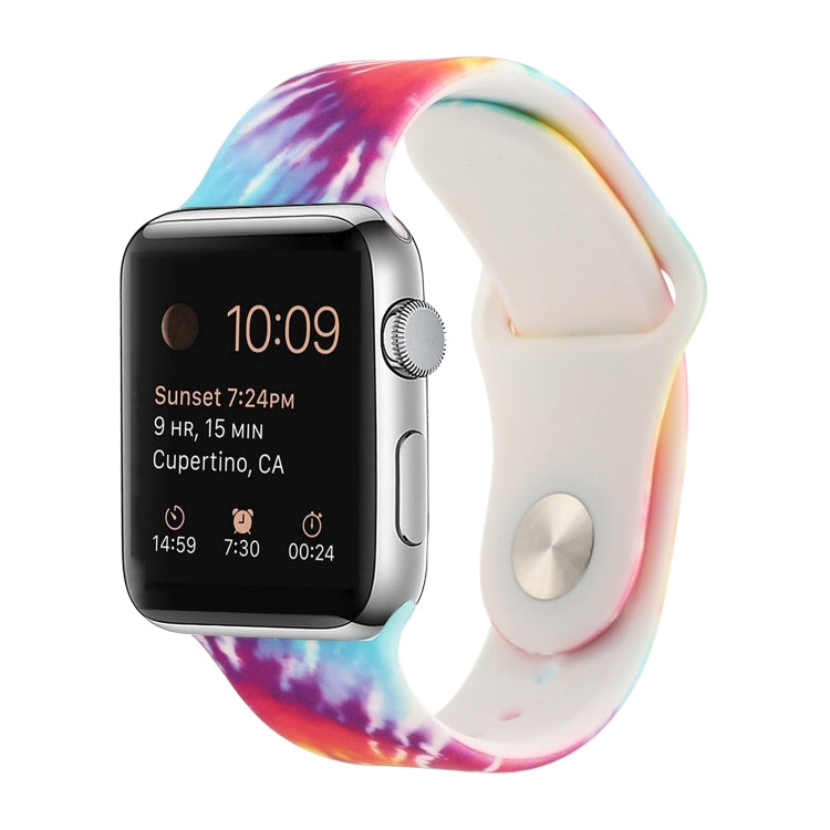Correia de substituição com padrão pintado em silicone para Apple Watch Series, 7 41mm / 6 & SE & 5 & 4 40mm / 3 & 2 & 1 38mm, 7 45mm / 6 & SE & 5 & 4 44mm / 3 & 2 & 1 42mm