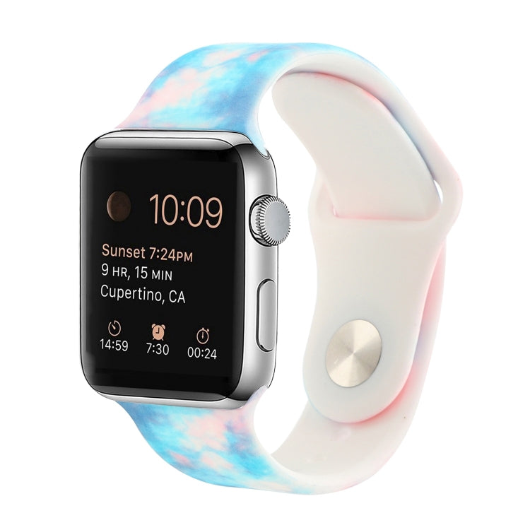 Correia de substituição com padrão pintado em silicone para Apple Watch Series, 7 41mm / 6 & SE & 5 & 4 40mm / 3 & 2 & 1 38mm, 7 45mm / 6 & SE & 5 & 4 44mm / 3 & 2 & 1 42mm