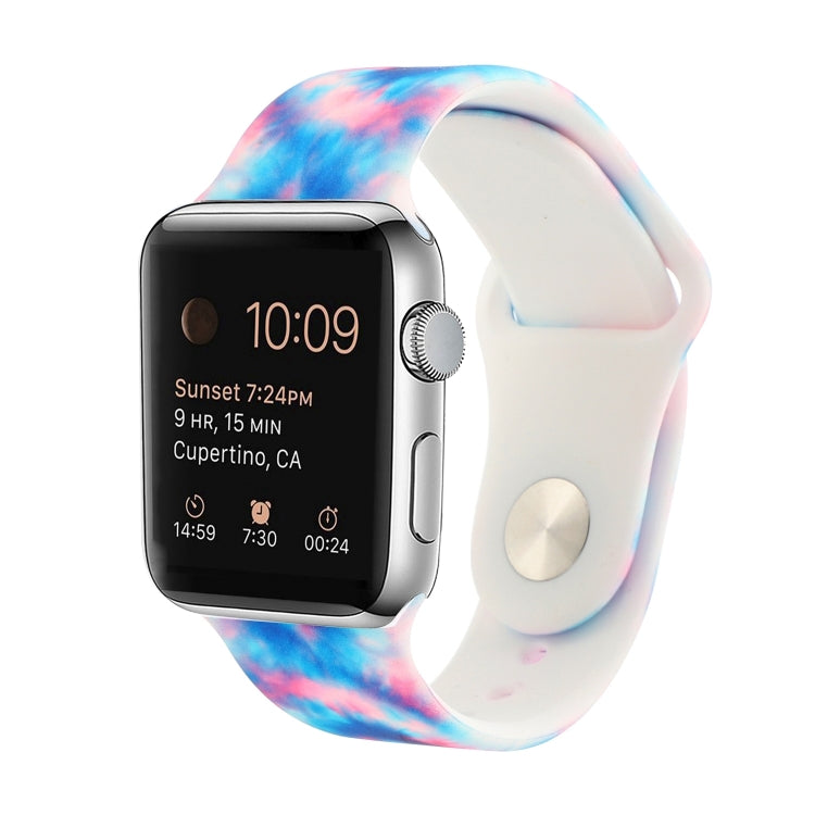 Correia de substituição com padrão pintado em silicone para Apple Watch Series, 7 41mm / 6 & SE & 5 & 4 40mm / 3 & 2 & 1 38mm, 7 45mm / 6 & SE & 5 & 4 44mm / 3 & 2 & 1 42mm