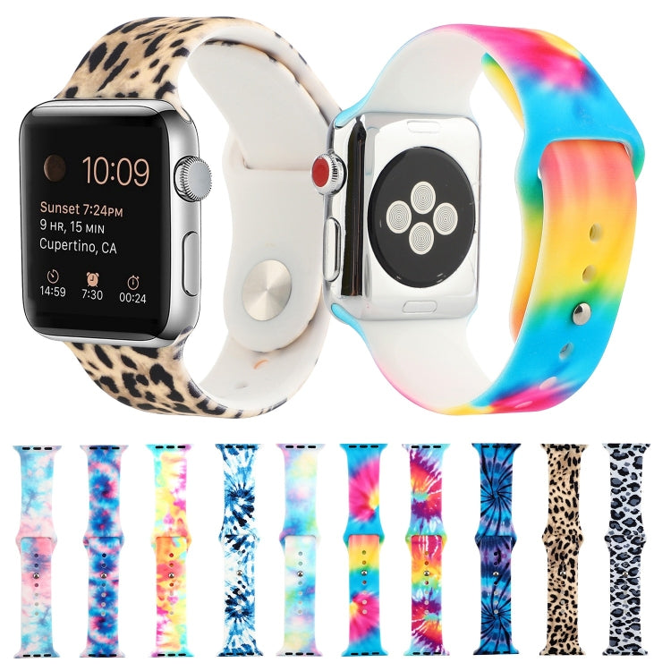 Correia de substituição com padrão pintado em silicone para Apple Watch Series, 7 41mm / 6 & SE & 5 & 4 40mm / 3 & 2 & 1 38mm, 7 45mm / 6 & SE & 5 & 4 44mm / 3 & 2 & 1 42mm