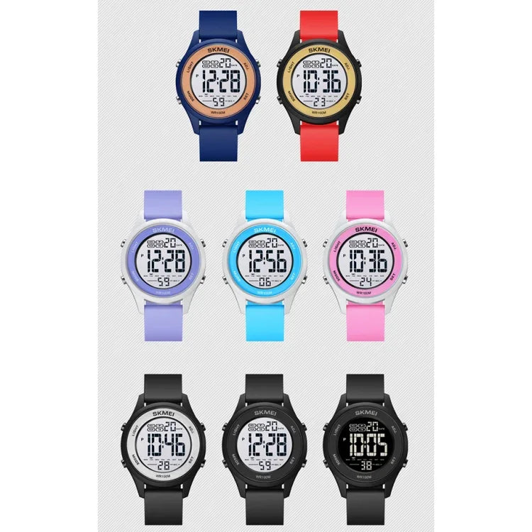 SKMEI 1758 Relógio Eletrónico com Mostrador LED Multifuncional e Correia de Silicone Luminoso