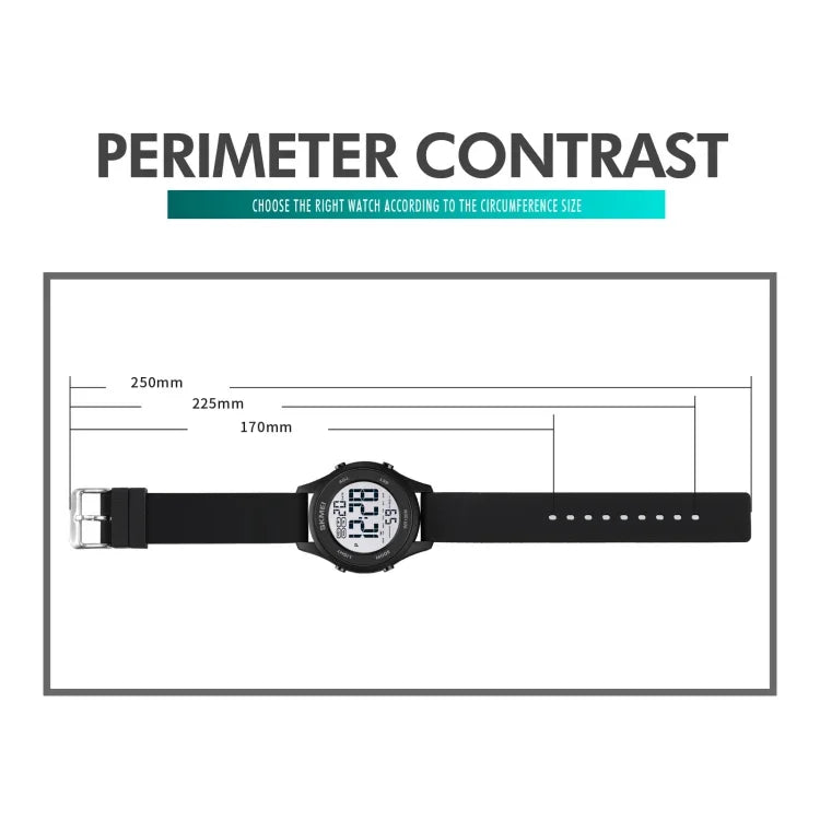 SKMEI 1758 Relógio Eletrónico com Mostrador LED Multifuncional e Correia de Silicone Luminoso