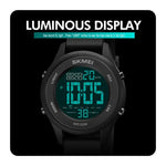SKMEI 1758 Relógio Eletrónico com Mostrador LED Multifuncional e Correia de Silicone Luminoso