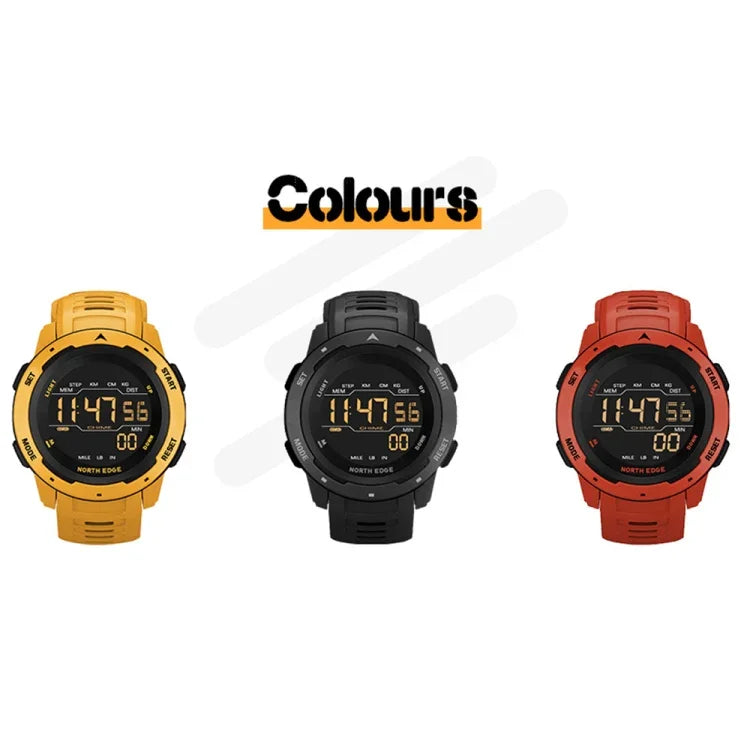 NORTH EDGE Mars Relógio Desportivo Inteligente Digital Luminoso e Impermeável para Homem, Suporta Alarme, Contagem Decrescente e Modo Desportivo