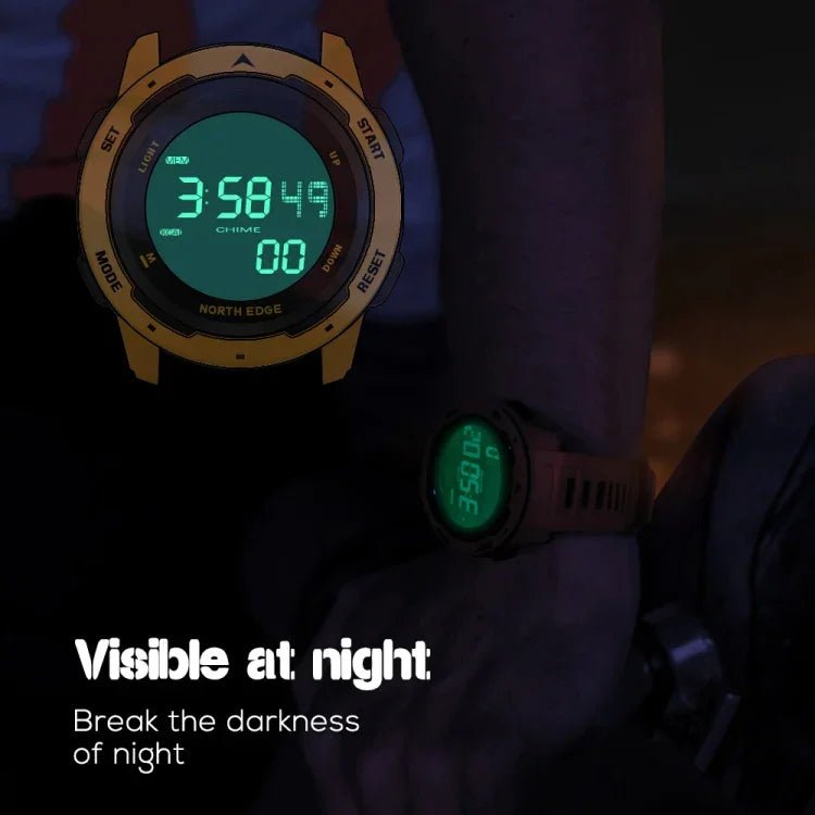 NORTH EDGE Mars Relógio Desportivo Inteligente Digital Luminoso e Impermeável para Homem, Suporta Alarme, Contagem Decrescente e Modo Desportivo