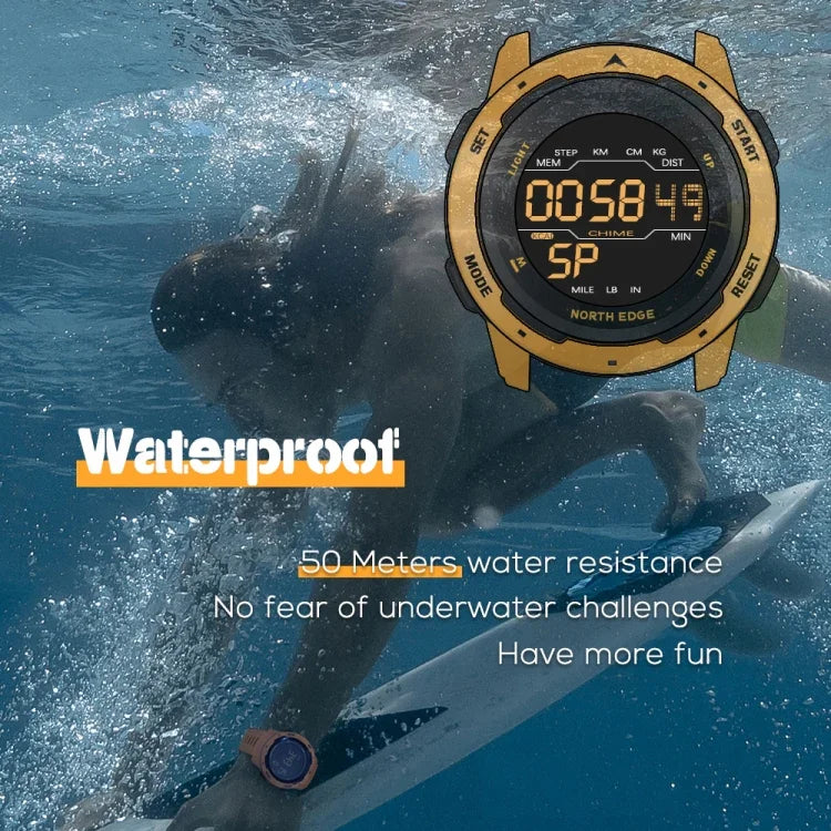 NORTH EDGE Mars Relógio Desportivo Inteligente Digital Luminoso e Impermeável para Homem, Suporta Alarme, Contagem Decrescente e Modo Desportivo