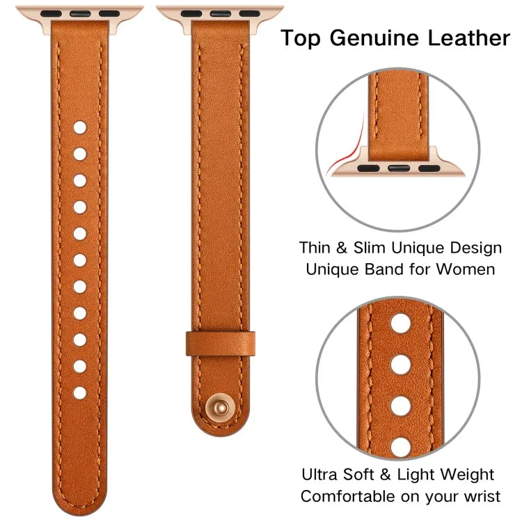 Correia de Substituição em Pele Estilo Casal 14mm para Apple Watch Series, 7 41mm / 6 & SE & 5 & 4 40mm / 3 & 2 & 1 38mm, 7 45mm / 6 & SE & 5 & 4 44mm / 3 & 2 & 1 42mm