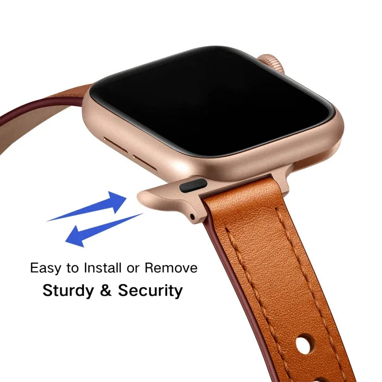 Correia de Substituição em Pele Estilo Casal 14mm para Apple Watch Series, 7 41mm / 6 & SE & 5 & 4 40mm / 3 & 2 & 1 38mm, 7 45mm / 6 & SE & 5 & 4 44mm / 3 & 2 & 1 42mm