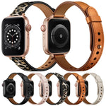 Correia de Substituição em Pele Estilo Casal 14mm para Apple Watch Series, 7 41mm / 6 & SE & 5 & 4 40mm / 3 & 2 & 1 38mm, 7 45mm / 6 & SE & 5 & 4 44mm / 3 & 2 & 1 42mm