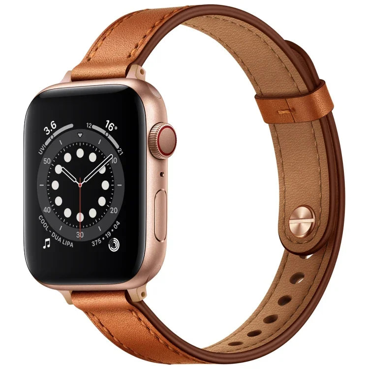 Correia de Substituição em Pele Estilo Casal 14mm para Apple Watch Series, 7 41mm / 6 & SE & 5 & 4 40mm / 3 & 2 & 1 38mm, 7 45mm / 6 & SE & 5 & 4 44mm / 3 & 2 & 1 42mm