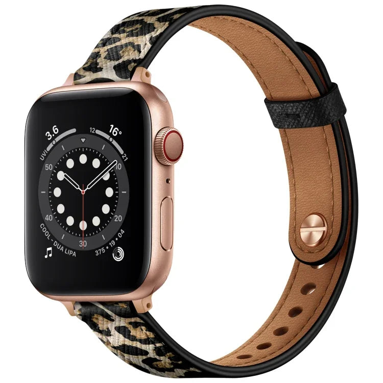 Correia de Substituição em Pele Estilo Casal 14mm para Apple Watch Series, 7 41mm / 6 & SE & 5 & 4 40mm / 3 & 2 & 1 38mm, 7 45mm / 6 & SE & 5 & 4 44mm / 3 & 2 & 1 42mm