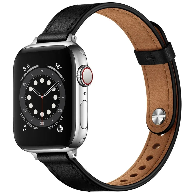 Correia de Substituição em Pele Estilo Casal 14mm para Apple Watch Series, 7 41mm / 6 & SE & 5 & 4 40mm / 3 & 2 & 1 38mm, 7 45mm / 6 & SE & 5 & 4 44mm / 3 & 2 & 1 42mm
