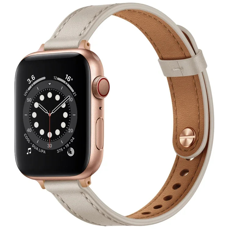 Correia de Substituição em Pele Estilo Casal 14mm para Apple Watch Series, 7 41mm / 6 & SE & 5 & 4 40mm / 3 & 2 & 1 38mm, 7 45mm / 6 & SE & 5 & 4 44mm / 3 & 2 & 1 42mm