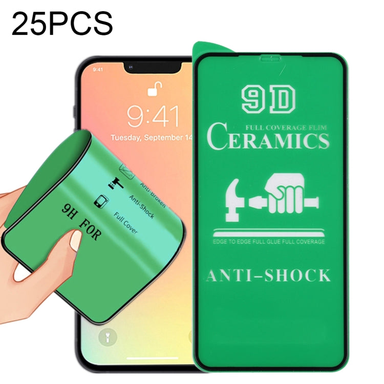 25 PCS Película Cerâmica 9D Cola Total para Ecrã Completo, Para iPhone 13 mini (25 PCS), Para iPhone 13 / 13 Pro (25 PCS), Para iPhone 13 Pro Max (25 PCS)