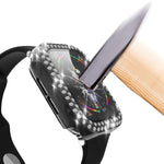 Capa Protetora Electroplated PC com Duas Fileiras de Diamantes e Filme de Vidro Temperado para Apple Watch Series, Para Apple Watch Series 6 / 5 / 4 / Watch SE 40mm, Para Apple Watch Series 6 / 5 / 4 / Watch SE 44mm