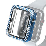 Capa Protetora Electroplated PC com Duas Fileiras de Diamantes e Filme de Vidro Temperado para Apple Watch Series, Para Apple Watch Series 6 / 5 / 4 / Watch SE 40mm, Para Apple Watch Series 6 / 5 / 4 / Watch SE 44mm