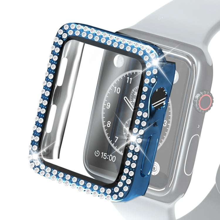 Capa Protetora Electroplated PC com Duas Fileiras de Diamantes e Filme de Vidro Temperado para Apple Watch Series, Para Apple Watch Series 6 / 5 / 4 / Watch SE 40mm, Para Apple Watch Series 6 / 5 / 4 / Watch SE 44mm