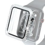 Capa Protetora Electroplated PC com Duas Fileiras de Diamantes e Filme de Vidro Temperado para Apple Watch Series, Para Apple Watch Series 6 / 5 / 4 / Watch SE 40mm, Para Apple Watch Series 6 / 5 / 4 / Watch SE 44mm