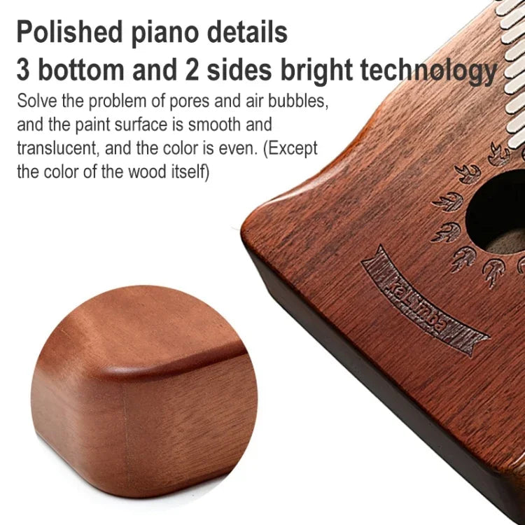 Kalimba de Madeira de Acácia com 21 Tons, Instrumento Musical de Piano de Polegar