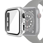 Electroplating PC Single Row Diamond Protective Case with Tempered Glass Film For Apple Watch Series, 3 & 2 & 1 38mm, 3 & 2 & 1 42mm
