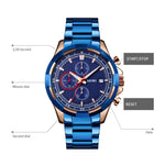 Relógio de Quartzo Luminoso SKMEI 9192 para Homem com Calendário, Cronómetro e Correia em Aço Inoxidável