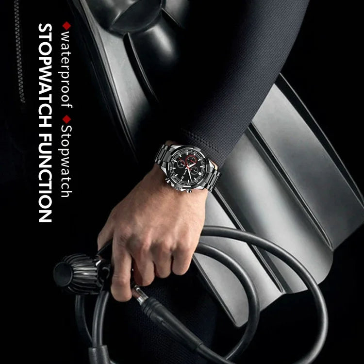 Relógio de Quartzo Luminoso SKMEI 9192 para Homem com Calendário, Cronómetro e Correia em Aço Inoxidável