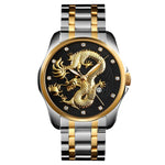 Relógio de Quartzo Luminoso SKMEI 9193 para Homem com Padrão de Dragão Dourado, Calendário e Mostrador