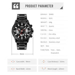 Relógio de Quartzo SKMEI 9241 para Homem com Calendário, Cronómetro e Correia em Aço Inoxidável