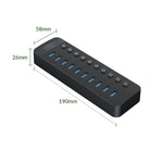 ORICO CT2U3-10AB-WH HUB USB multiportas 10 em 1 com tiras de plástico e interruptores individuais, CT2U3-10AB-BK ficha AU, CT2U3-10AB-WH ficha AU, CT2U3-10AB-BK ficha UK, CT2U3-10AB-WH ficha UK, CT2U3-10AB-BK ficha UE, CT2U3-10AB-WH ficha UE
