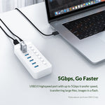 ORICO CT2U3-10AB-WH HUB USB multiportas 10 em 1 com tiras de plástico e interruptores individuais, CT2U3-10AB-BK ficha AU, CT2U3-10AB-WH ficha AU, CT2U3-10AB-BK ficha UK, CT2U3-10AB-WH ficha UK, CT2U3-10AB-BK ficha UE, CT2U3-10AB-WH ficha UE