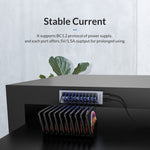 ORICO AT2U3-7AB-GY-BP HUB USB multiportas 7 em 1 em liga de alumínio com interruptores individuais, ficha UE, ficha UK, ficha AU
