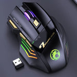 iMICE GW-X7 Rato de Jogo Sem Fios Recarregável Silencioso de 7 Botões com Luzes RGB Coloridas, GW-X7 2.4G