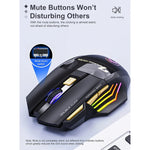 iMICE GW-X7 Rato de Jogo Sem Fios Recarregável Silencioso de 7 Botões com Luzes RGB Coloridas, GW-X7 2.4G