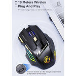 iMICE GW-X7 Rato de Jogo Sem Fios Recarregável Silencioso de 7 Botões com Luzes RGB Coloridas, GW-X7 2.4G