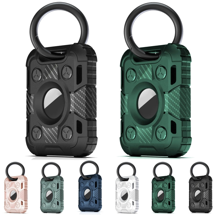 Capa Protetora de TPU com Fibra de Carbono Anti-riscos e Anti-impacto Tank Armor com Argola de Chaveiro, Para AirTag